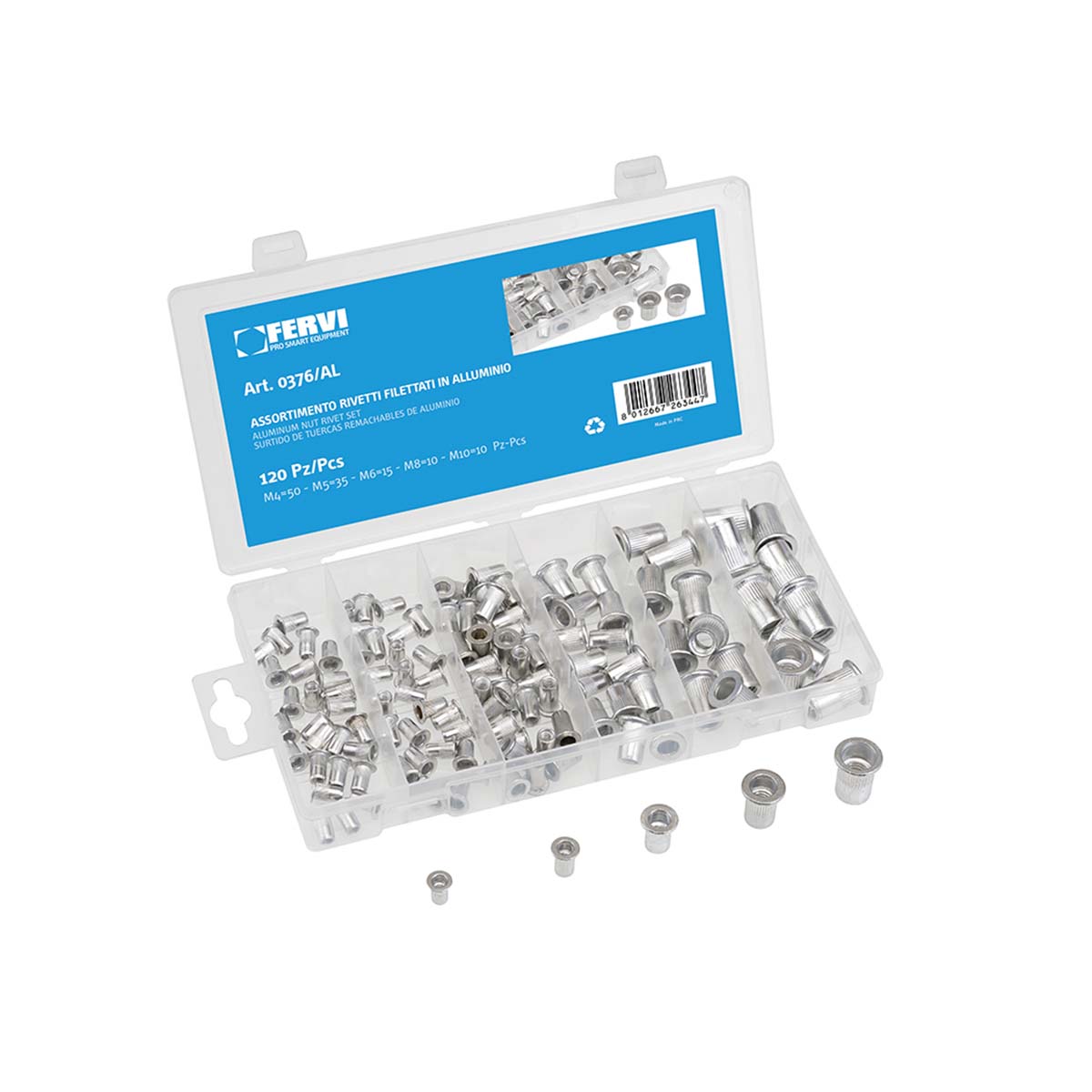 Rivetti filettati in alluminio Fervi 0376/AL