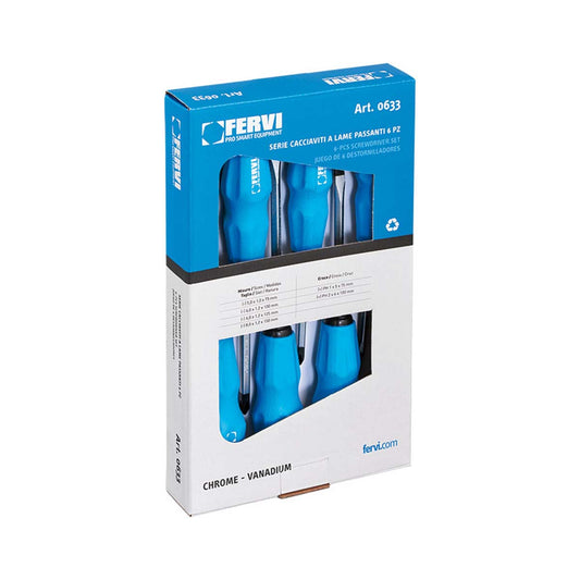 Set 6 giraviti a lame passanti Fervi 0633