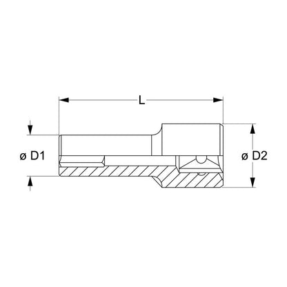 Chiave a bussola esagonale lunga 1/2" Fervi