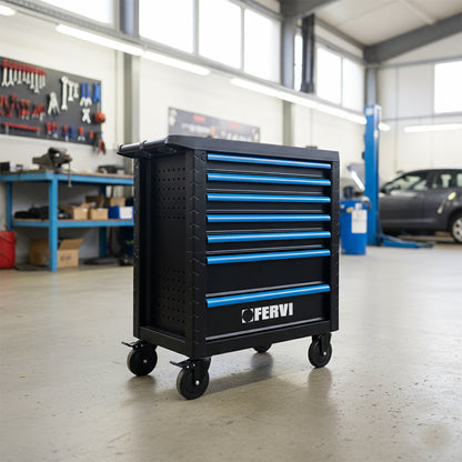 Carrello portautensili completo Fervi 7 cassetti 298 pezzi