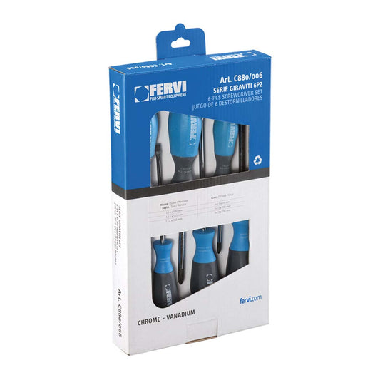 Set 6 giraviti a taglio e croce Fervi C880/006