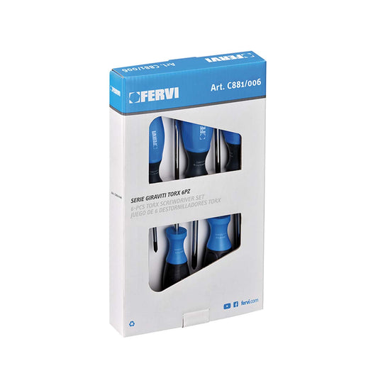 Set 6 giraviti torx con punta magnetica Fervi C881/006