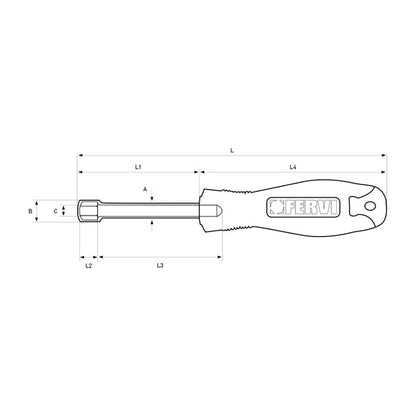 Chiave a bussola con impugnatura 12 mm Fervi