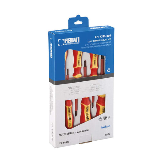 Set 6 giraviti isolati con punta magnetica Fervi CI80/006