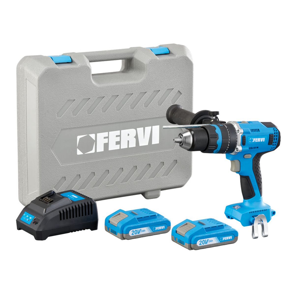 Fervi Kit Trapano a percussione 20V con Trolley portautensili 135 pezzi