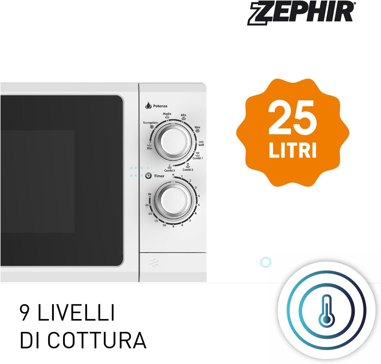 Forno a microonde combinato 25 litri Zephir ZHC25M