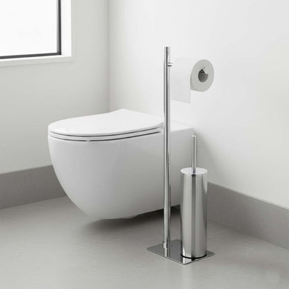 Piantana portarotolo e scopino acciaio inox cromato Trilly