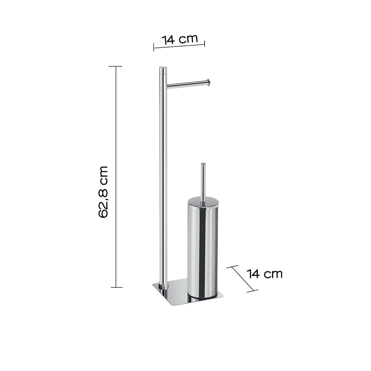 Piantana portarotolo e scopino acciaio inox cromato Trilly