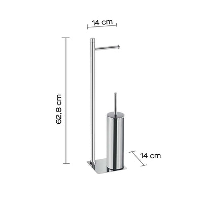 Piantana portarotolo e scopino acciaio inox cromato Trilly
