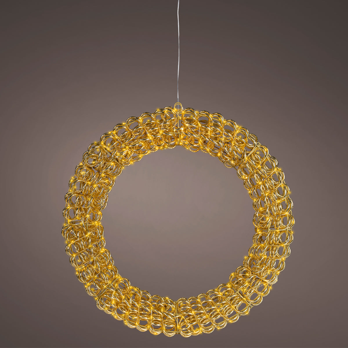 Ghirlanda natalizia luminosa da esterno Ø58 cm con microLED oro