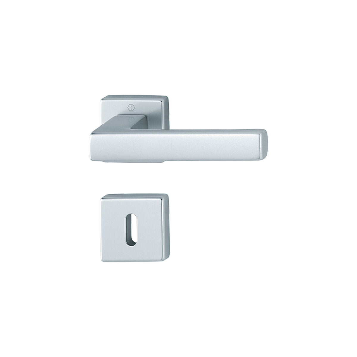 Maniglia porte interne Hoppe Toulon con rosetta e bocchetta quadre 49x49 mm