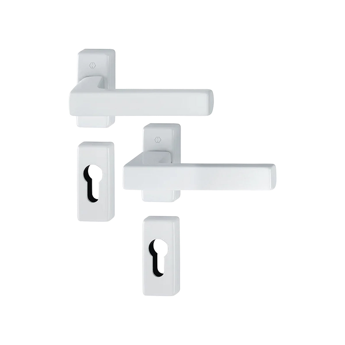 Maniglia Hoppe Toulon rosetta e bocchetta rettangolari 29x68 mm foro cilindro bianco traffico