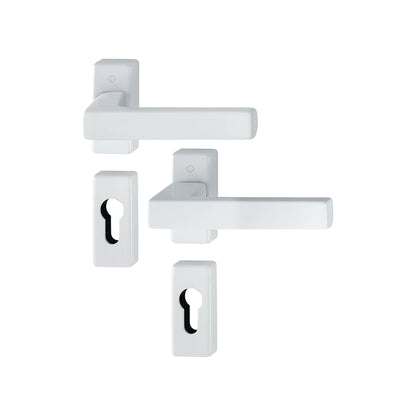 Maniglia Hoppe Toulon rosetta e bocchetta rettangolari 29x68 mm foro cilindro bianco traffico