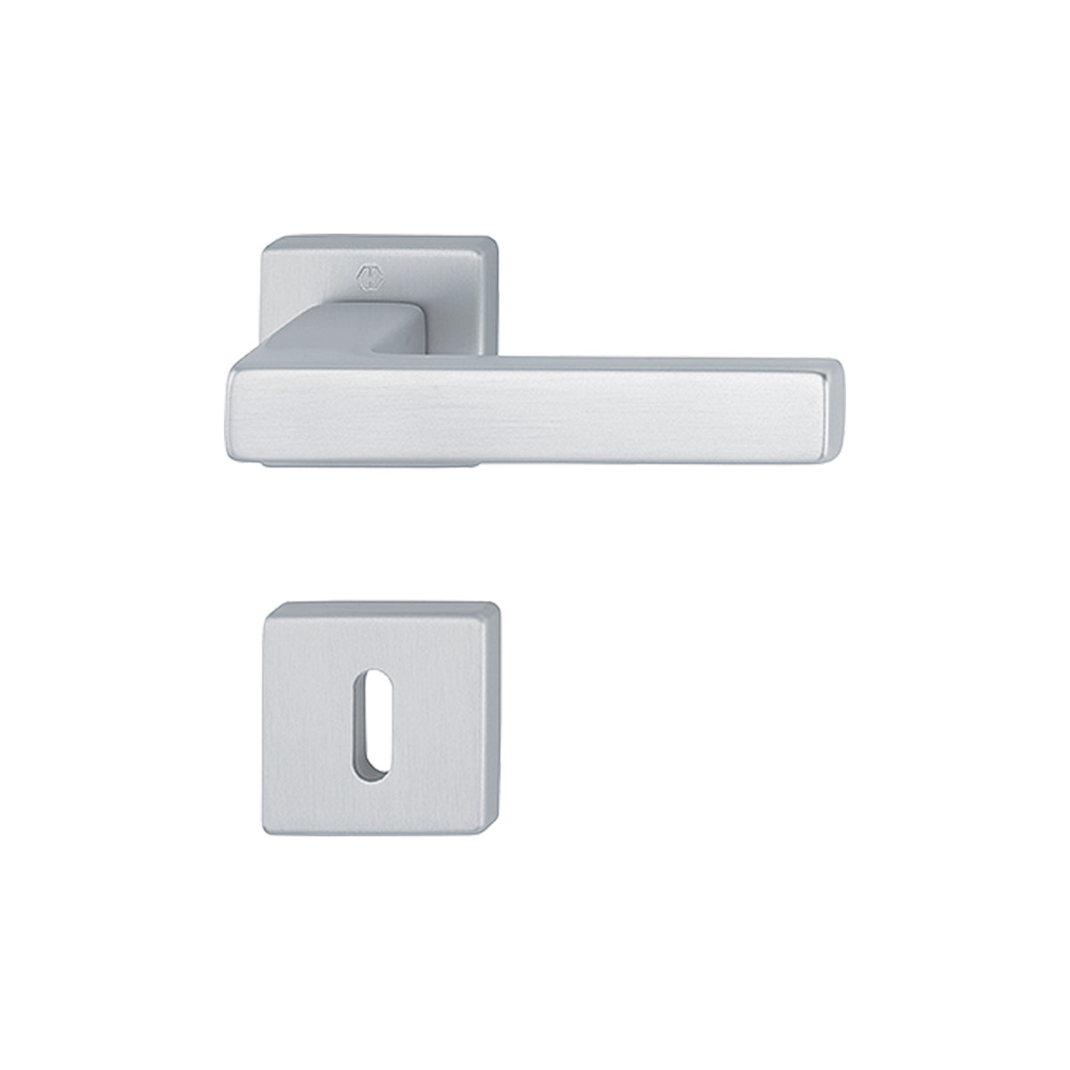 Maniglia Hoppe Austin con rosetta e bocchetta quadra 49x49 mm