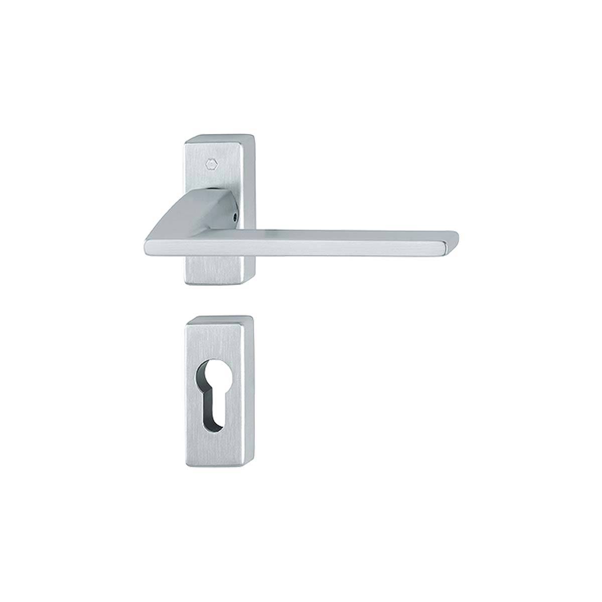 Maniglia Hoppe Bergamo rosetta e bocchetta rettangolari 29x68 mm foro cilindro