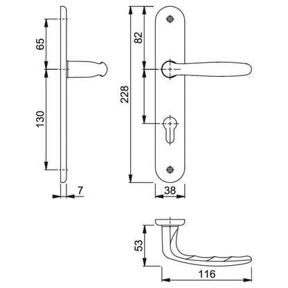 Maniglia Hoppe Roissy con placca interasse 85 mm foro cilindro cromo satinato