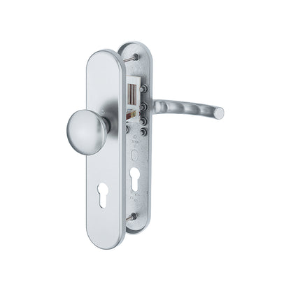 Maniglia Hoppe Tokyo con pomolo placca interasse 85 mm foro cilindro argento
