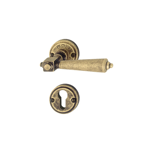 Maniglia Hoppe Singapore rosetta e bocchetta tonde d. 52 mm foro cilindro ottone bronzato antiqua