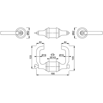 Maniglia per porte complanari Hoppe Paris rosetta d. 62 mm argento opaco HCS