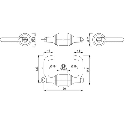 Maniglia per porte con battuta Hoppe Paris rosetta d. 62 mm argento opaco HCS