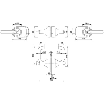 Maniglia per porte in cristallo Hoppe Paris rosetta d. 62 mm argento opaco HCS