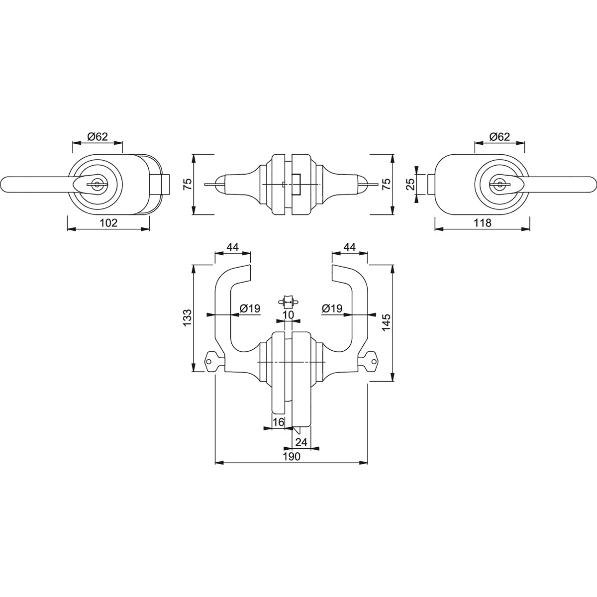 Maniglia per porte in cristallo Hoppe Paris rosetta d. 62 mm argento opaco HCS