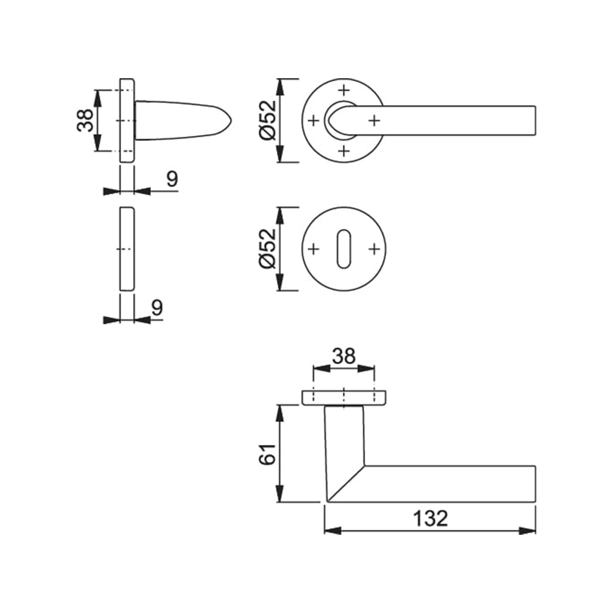 Maniglia Hoppe Stockholm rosetta e bocchetta tonde d. 52 mm