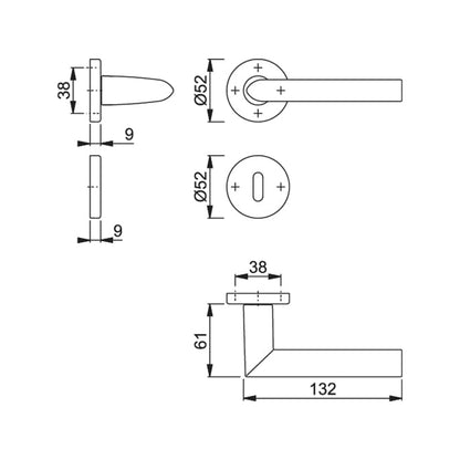 Maniglia Hoppe Stockholm rosetta e bocchetta tonde d. 52 mm