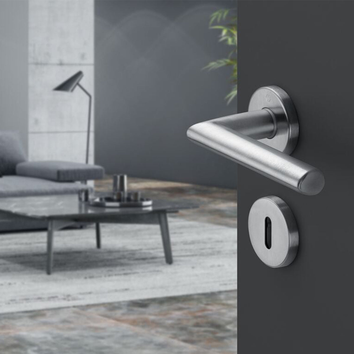 Maniglia Hoppe Stockholm rosetta e bocchetta tonde d. 52 mm acciaio inox satinato