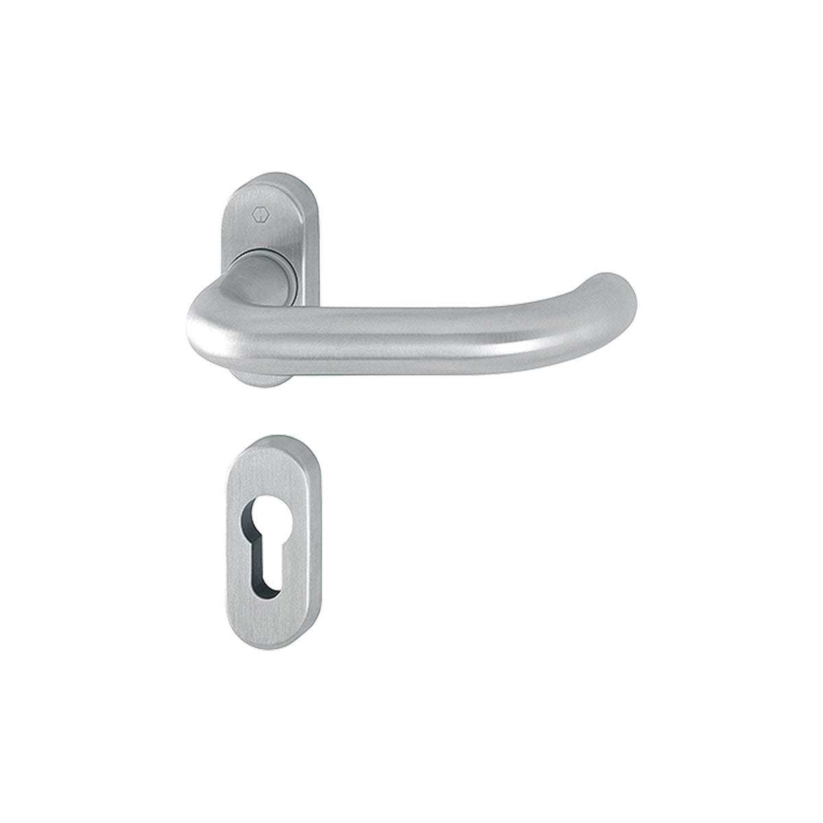 Maniglia Hoppe Paris rosetta e bocchetta ovali 29x68 mm acciaio satinato