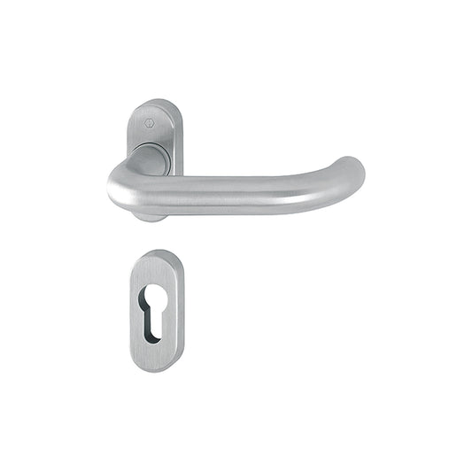 Maniglia Hoppe Paris rosetta e bocchetta ovali 29x68 mm acciaio satinato