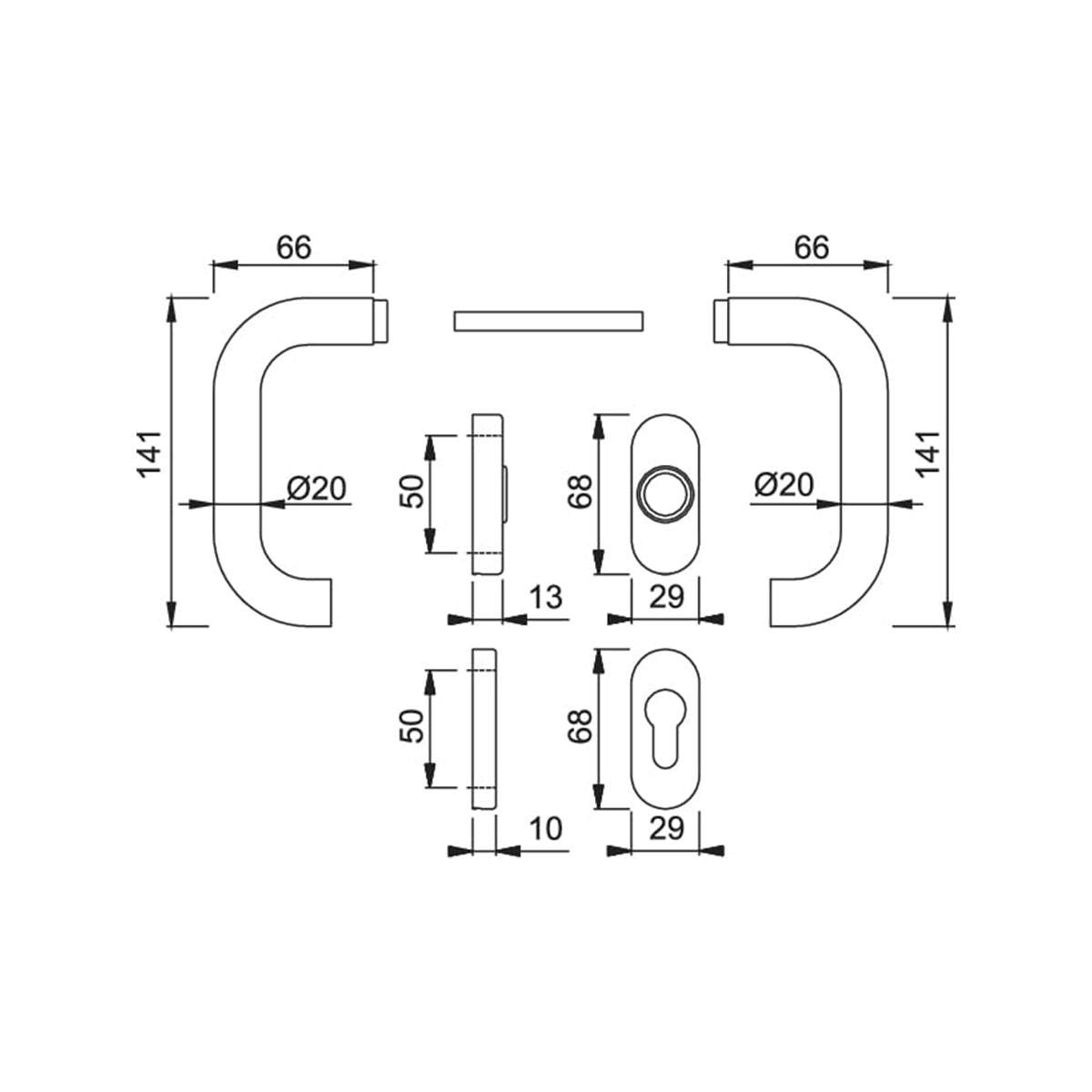 Maniglia Hoppe Paris rosetta e bocchetta ovali 29x68 mm acciaio satinato