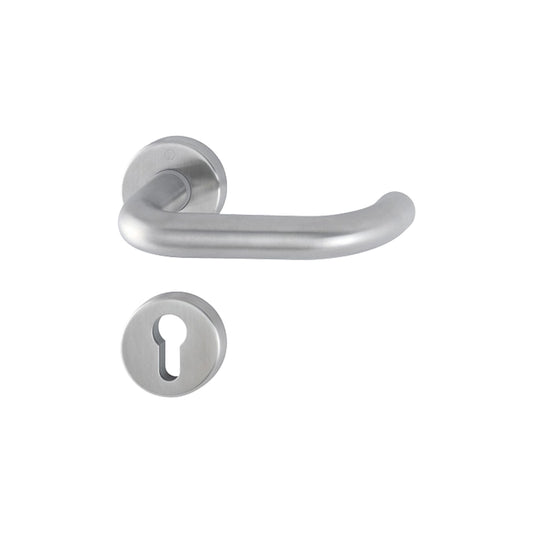 Maniglia Hoppe Paris rosetta e bocchetta tonde d. 52 mm foro cilindro acciaio inox satinato