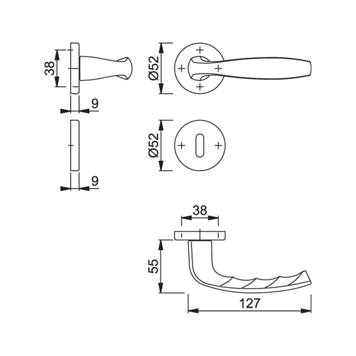 Maniglia Hoppe New York rosetta e bocchetta tonde d. 52 mm argento