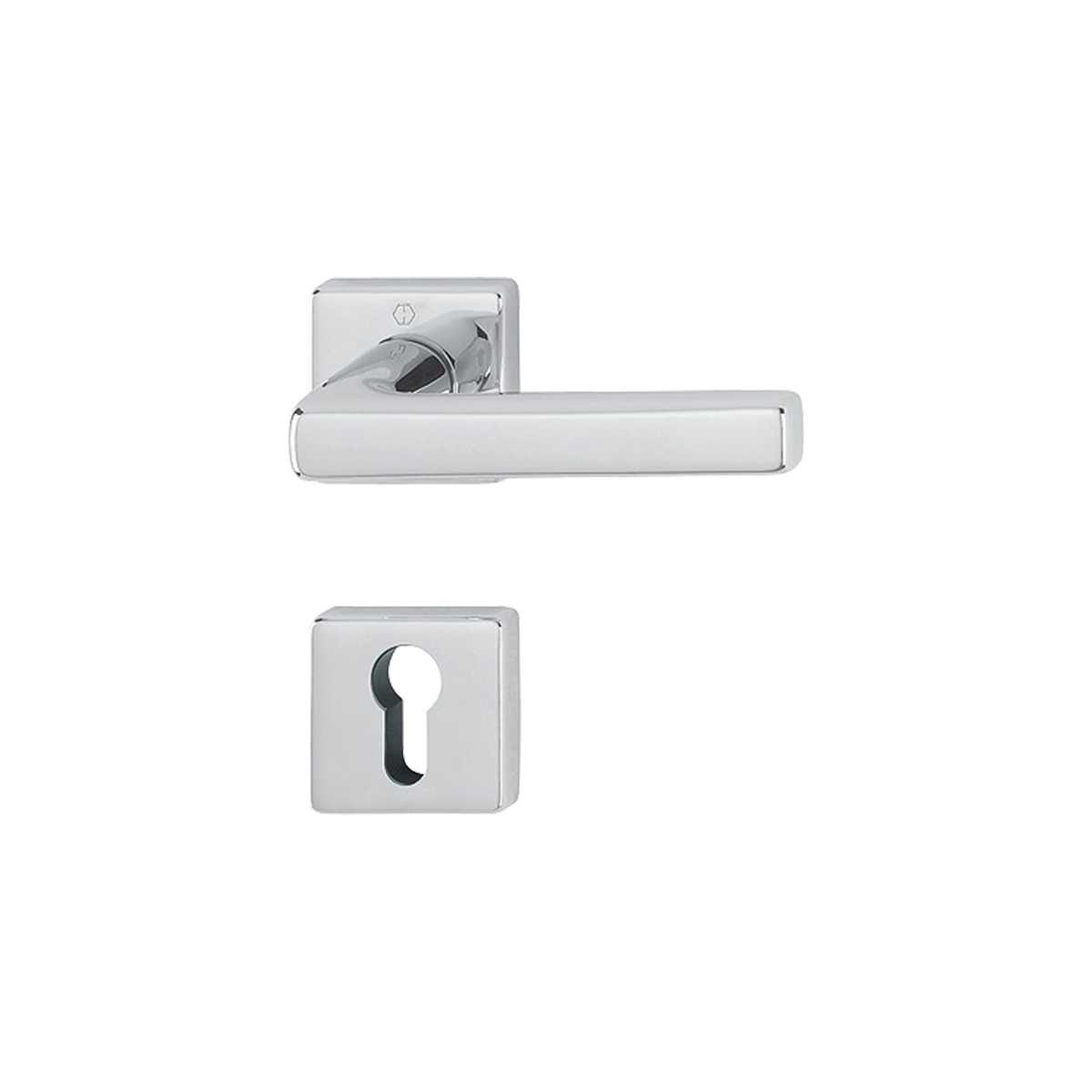 Maniglia Hoppe Dallas rosetta e bocchetta quadre 49x49mm foro cilindro