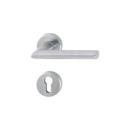 Maniglia Hoppe Stockholm rosetta e bocchetta tonde d. 52 mm foro cilindro acciaio satinato