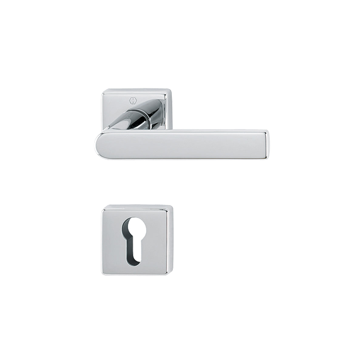 Maniglia porte Hoppe Los Angeles con rosetta quadra foro cilindro 49x49 mm