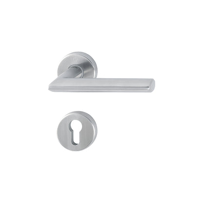 Maniglia Hoppe Stockholm rosetta e bocchetta tonde d. 52 mm foro cilindro acciaio satinato Secusan