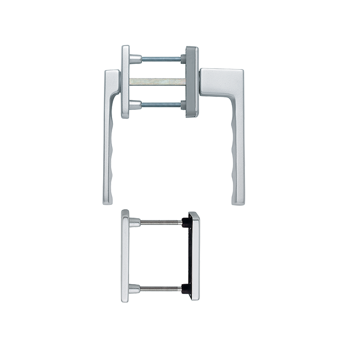 Guarnitura Hoppe Toulon con rosetta e bocchetta con martellina DK argento foro cilindro
