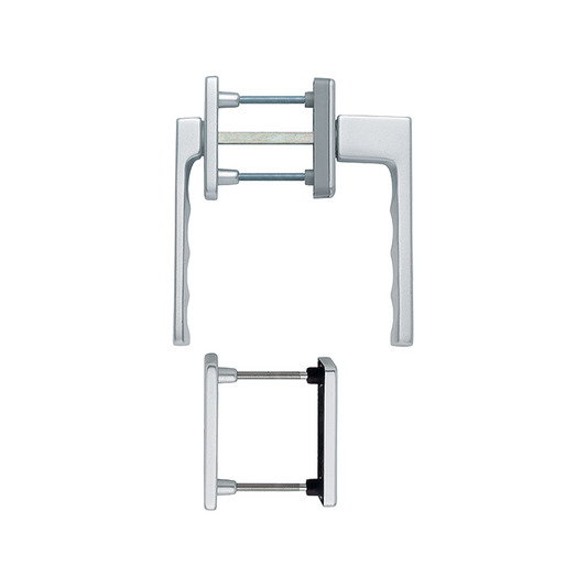 Guarnitura Hoppe Toulon con rosetta e bocchetta con martellina DK argento foro cilindro