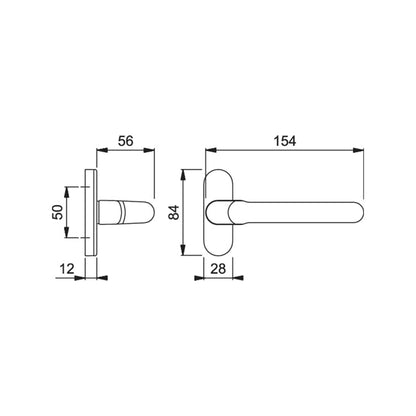 Maniglia Hoppe Paris rosetta ovale 28x84 mm argento
