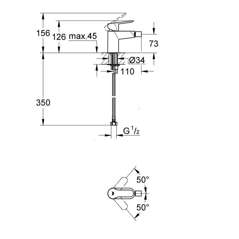 Miscelatore bidet Start Edge cromato Grohe 35.4x24x8 cm