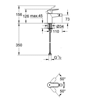 Miscelatore bidet Start Edge cromato Grohe 35.4x24x8 cm