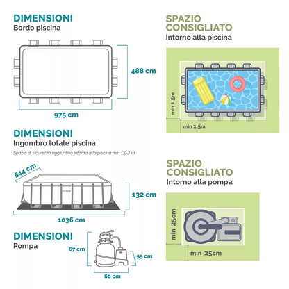 Intex 26374 Piscina fuori terra Ultra Frame XTR rettangolare 975x488x132 cm con accessori