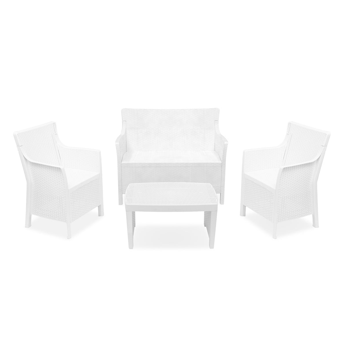 Foto set da giardino colore bianco su sfondo bianco