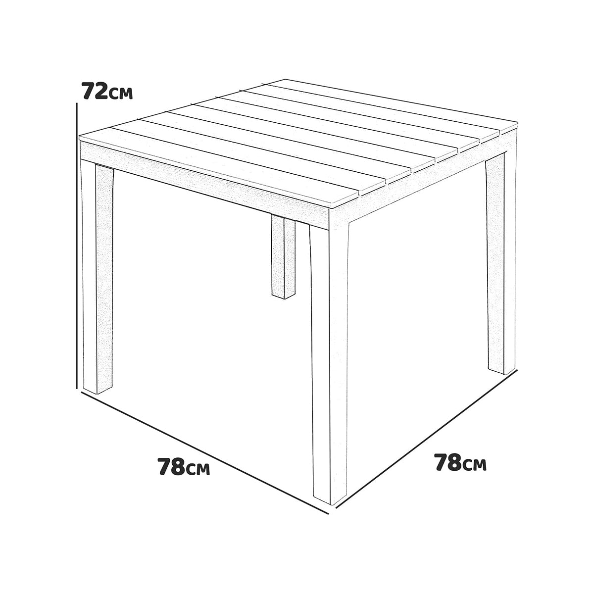 Tavolo da esterno in resina bianco 78x78 Bali