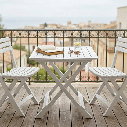 Tavolo da esterno pieghevole bianco 79x72 cm Tevere