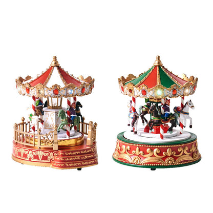 Carillon di Natale con cavalli luminoso con LED e movimento