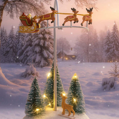 Decorazione natalizia innevata con luci LED e movimento 3 varianti