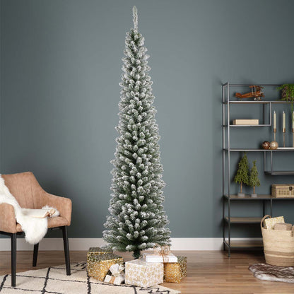 Albero di Natale innevato 210 cm slim Pencil Pine